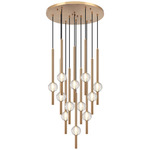 Windchimer Multi Light Chandelier - Aged Gold Brass / Clear