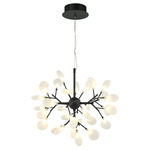 Hydrangea Bloom Ceiling Semi Flush / Chandelier - Matte Black / Frost