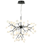 Hydrangea Bloom Ceiling Semi Flush / Chandelier - Matte Black / Frost