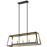 Rosalie Linear Pendant - Aged Gold Brass / Matte Black