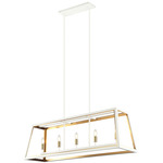 Rosalie Linear Pendant - Aged Gold Brass / White