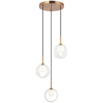 Delcia Multi Light Pendant - Aged Gold Brass / Clear