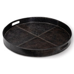 Derby Round Serving Tray - Black Leather