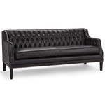 Essex Leather Sofa - Dark Wood / Black Leather