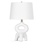 Jacob Metal Table Lamp - White / White Linen