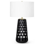 Kelvin Ceramic Table Lamp - Black / White Linen