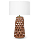 Kelvin Ceramic Table Lamp - Brown / White Linen