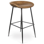 Marc Stool Set of 2 - Blackened Steel / Brown Leather