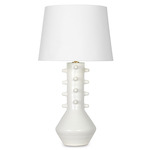 Norway Ceramic Table Lamp - White / Natural Linen