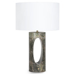 Portia Marble Table Lamp - Green Marble / White Linen