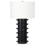 Spruce Ceramic Table Lamp - Black / White Linen