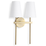 Toni Double Wall Sconce - Natural Brass / White