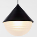 Half & Half Hemisphere Pendant - Black / Frosted