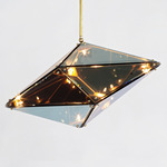 Maxhedron Horizontal Pendant - Brushed Brass / Transparent Mirror