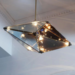 Maxhedron Horizontal Pendant - Brushed Brass / Transparent Mirror