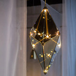 Maxhedron Vertical Pendant - Brushed Brass / Transparent Mirror