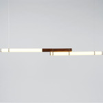 Mini Endless Double Linear Pendant - Polished Brass / Stained Oak