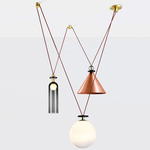 Shape Up Three Light Chandelier - Brushed Brass / Brushed Copper