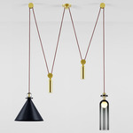Shape Up Double Pendant - Brushed Brass / Blackened Steel