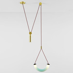 Shape Up Arc Pendant - Brushed Brass / Celadon