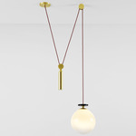 Shape Up Globe Pendant - Brushed Brass / Gray Fog