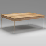 The Cain Coffee Table - White Oak / Brass