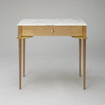 The Cain Nightstand Table - White Marble / White Oak