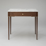 The Cain Nightstand Table - White Marble / Black Walnut