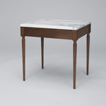 The Cain Side Table - White Marble / Black Walnut