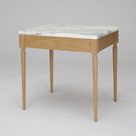 The Cain Side Table - White Marble / White Oak