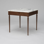 The Cain Side Table - White Marble / Black Walnut