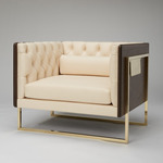 The Lair Club Chair - Polished Brass / Black Walnut / Tan Leather