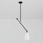 Slope Pendant - Matte Black / Opal