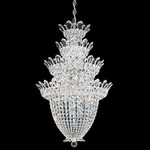 Trilliane Long Chandelier - Polished Stainless Steel / Heritage Crystal