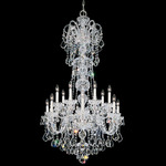 Olde World Tall Chandelier - Polished Silver / Heritage Crystal