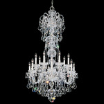 Olde World Tall Chandelier - Polished Silver / Radiance Crystal