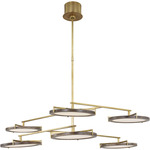 Shuffle Chandelier - Natural Brass / Weathered Oak