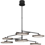 Shuffle Chandelier - Nightshade Black / Weathered Oak