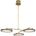 Shuffle Chandelier - Natural Brass / Weathered Oak