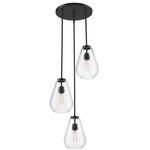 Ayra Round Chandelier - Matte Black / Clear