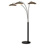 Saucer Arc Floor Lamp - Matte Black / White Glass