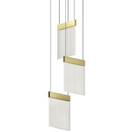 V Panels Wide Panel Multi-Light Chandelier - Brass / Clear