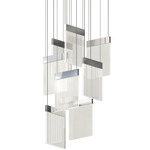 V Panels Wide Panel Multi-Light Chandelier - Polished Chrome / Clear