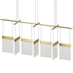 V Panels Linear Chandelier - Brass / Clear