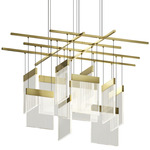 V Panels Intersect Chandelier - Brass / Clear