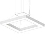 PI Square Ring Pendant - Satin White / White