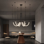 Leda 6-Light Pendant Composition - Matte Black / White