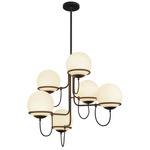 Alba Chandelier - Matte Black / Opal
