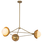 Perth Indoor / Outdoor Chandelier - Brushed Gold / Rattan