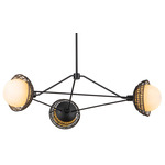 Perth Indoor / Outdoor Chandelier - Matte Black / Rattan